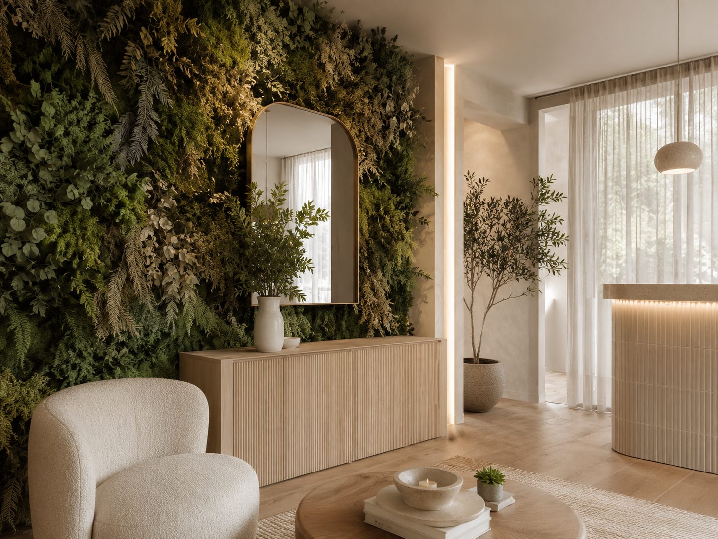 Jardín vertical preservado en interior